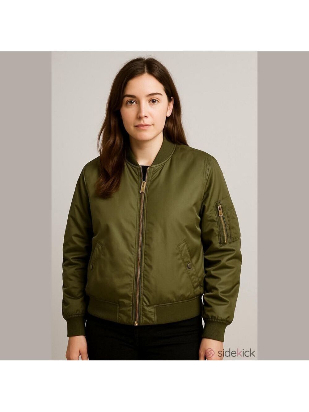 Madden NYC dark olive green bomber jacket with side zippers Woman’s size XL